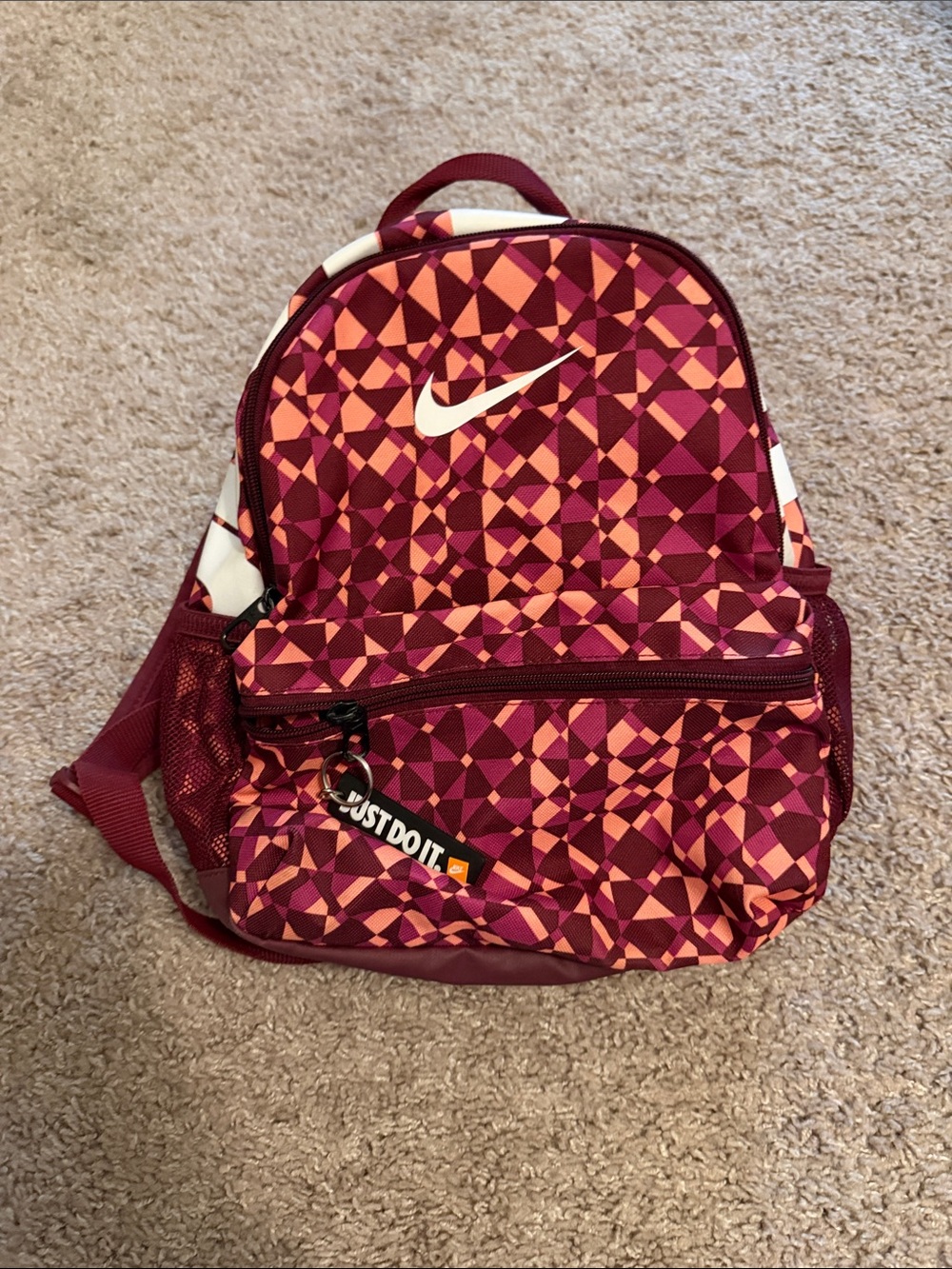 Nike Women's Burgundy and Pink Geometric Mini Backpack